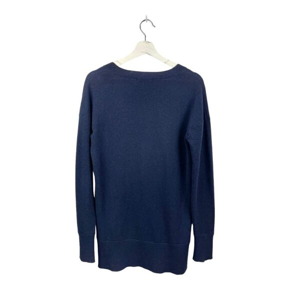 ** Vince 100% Cashmere Navy Deep V Tunic Sweater Size S - Picture 3 of 6